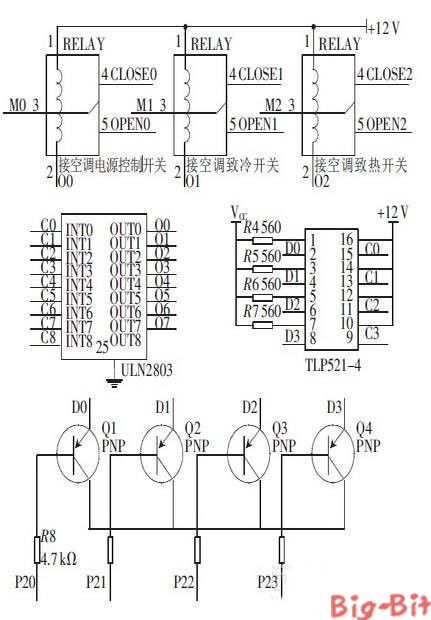 光耦芯片再通過uln2803達林頓管的放大後用來驅動srd-12dc 繼電